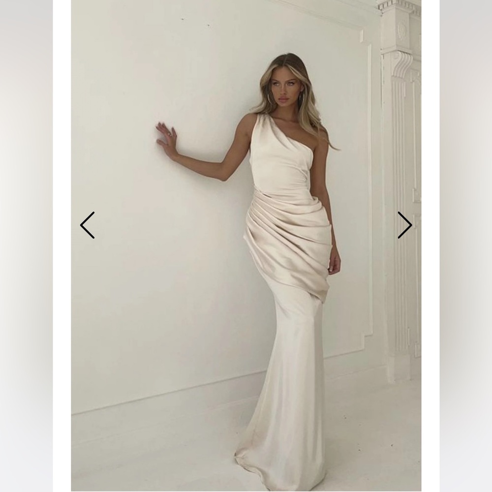 Misspap Montana Premium Satin Ruched Draped Maxi Dress